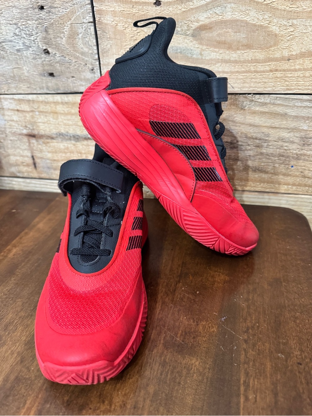 Adidas Kids Red and Black Sneakers size 3.5Y